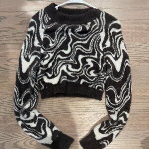 Urban Outfitters Cropped Black and White Sweater- Small